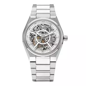Мужские автоматические металлические часы Geiger со скелетонизированным циферблатом 40 мм GE1228WS, популярные корейские часы