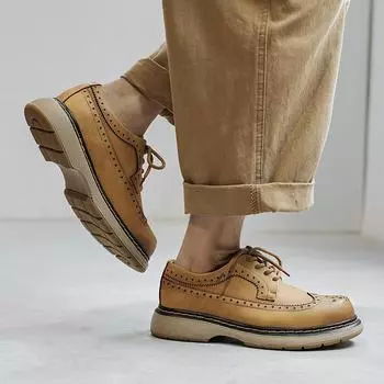 Мужские ажурные гравированные ботинки 2024 года, модная повседневная обувь, удобные кожаные кроссовки для активного отдыха, мужская обувь, ковбойские сапоги, мотоциклетные сапоги 38 чёрный