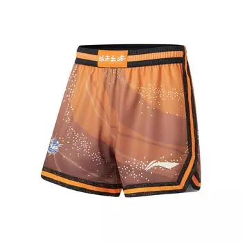 Мужские баскетбольные брюки Li Ning CBA Series с полным принтом и узором из светлых кругов, прямые, с эластичной талией, цвета солнечного света и оранжевого AAPU197-2 XXL