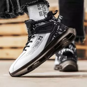 Мужские баскетбольные кроссовки AJ High Top — осенне-зимние кожаные кроссовки с бархатной подкладкой, увеличивающие рост. 44