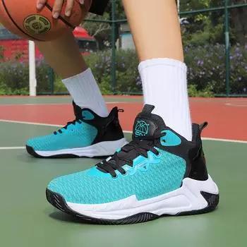 Мужские баскетбольные кроссовки, новые весенние кроссовки из тканой сетки, молодежные спортивные тренировочные дышащие спортивные кроссовки 40 синий