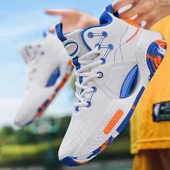 Мужские баскетбольные кроссовки с дышащей амортизацией, нескользящие носимые спортивные туфли, спортивные баскетбольные кроссовки для тренировок в тренажерном зале для мужчин 40