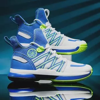 Мужские баскетбольные кроссовки с высоким берцем — весна/лето, большой размер, молодежные повседневные спортивные кроссовки, дышащая сетка. 40