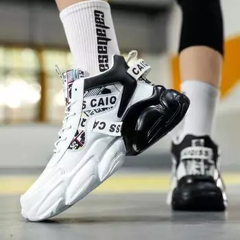Мужские баскетбольные кроссовки с высоким берцем — осенняя спортивная, беговая и повседневная одежда 2022 года с мягкой подошвой. 42 белый/чёрный