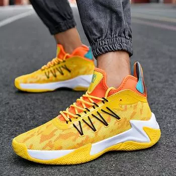 Мужские баскетбольные кроссовки весна-лето модные дышащие сетчатые нескользящие кроссовки удобные тренировочные кроссовки 39 оранжевый