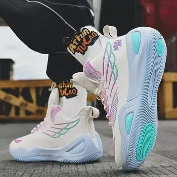 Мужские баскетбольные кроссовки Yuanyang с высоким берцем из кожи — нескользящая осенняя тренировочная обувь 44