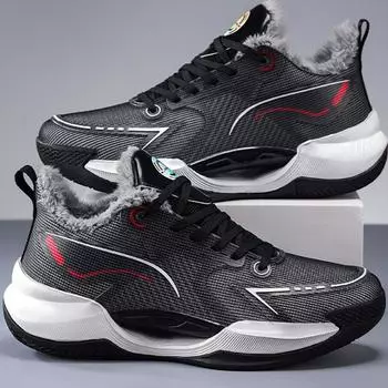 Мужские баскетбольные кроссовки, зимние, теплые, хлопковые, легкие, удобные, плоские, для тренировок, спорта, баскетбольные ботинки для мужчин 36