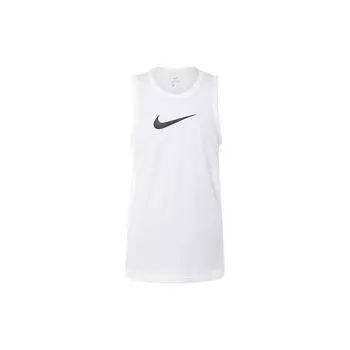 Мужские баскетбольные майки Nike Dri-Fit Series с круглым вырезом и длинным рукавом со стандартным логотипом, белые BV9388-100 S