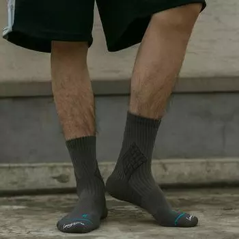 Мужские баскетбольные носки, размер 39–44, спортивные носки средней длины с полотенцем снизу One-size темно серый