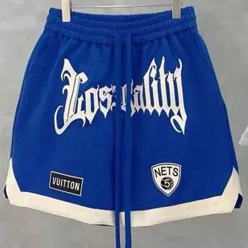 Мужские баскетбольные шорты с эластичной резинкой на талии, в стиле хип-хоп, с вышивкой, широкие спортивные шорты с принтом в виде букв, уличная одежда M серый