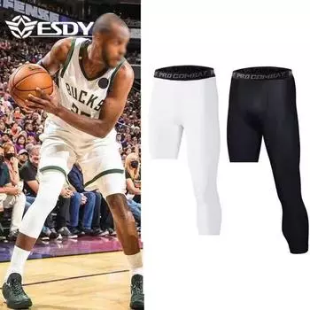 Мужские базовые брюки для тренировок, компрессионные брюки для бега, спортивные укороченные леггинсы на одну ногу, баскетбольные футбольные штаны для йоги, фитнеса S
