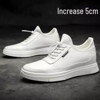 «Мужские белые кожаные кроссовки, увеличивающие рост, 2022 г.»: Спортивный, повседневный, универсальный летний стиль. 38 белый