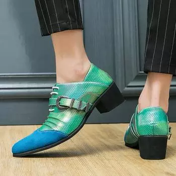 Мужские белые кожаные туфли-дерби на высоком каблуке, свадебное платье, танцевальные деловые формальные туфли-лифты, увеличивающие рост, смокинг, блейзеры для выпускного вечера, мужская обувь EU:38 чёрный