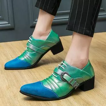 Мужские белые кожаные туфли-дерби на высоком каблуке, свадебное платье, танцевальные деловые формальные туфли-лифты, увеличивающие рост, смокинг, блейзеры для выпускного вечера, мужская обувь EU:38 красный