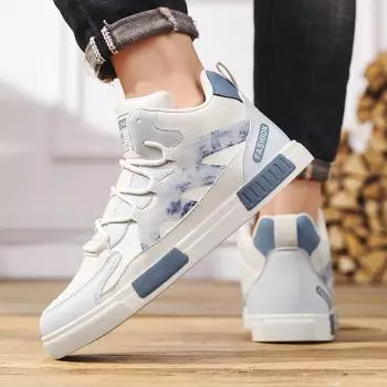 Мужские белые спортивные кроссовки для скейтбординга, уличные кроссовки, студенческие баскетбольные туфли больших размеров с высоким верхом EU: 39 белый