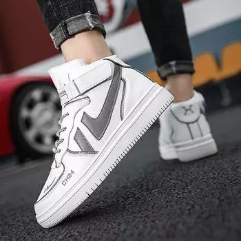 Мужские белые уличные спортивные кроссовки для бега в стиле ретро с высоким верхом для скейтбординга большого размера для студентов EU: 39 чёрный