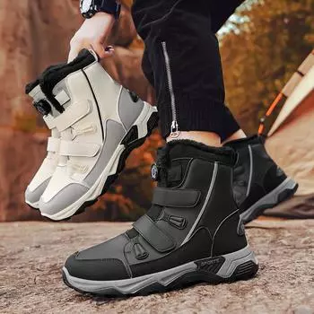 Мужские белые зимние ботинки женские черные теплые высокие походные ботинки пара унисекс зимние ботильоны с мехом большие размеры EU: 39 чёрный