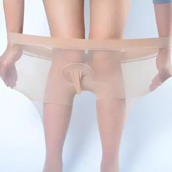 Мужские бесшовные колготки с U-образным карманом для JJ - Шелковистые, невидимые и с возможностью подгонки по длине для лета Seamless Crotch with Open Crotch