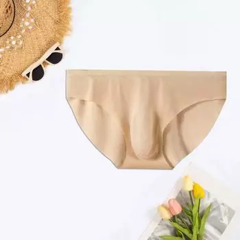 Мужские бесшовные трусы из ледяного шелка с низкой посадкой, 3D U-выпуклые ультратонкие трусы, однотонное быстросохнущее нижнее белье XL чёрный