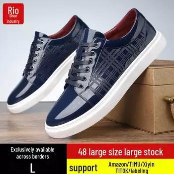 Мужские блестящие лакированные низкие туфли в деловом стиле 39-48 size 39 синий