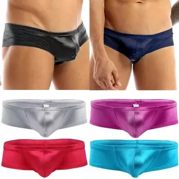 Мужские блестящие металлические мини-бикини-боксеры с низкой посадкой и выпуклым чехлом, хипстерское нижнее белье XL