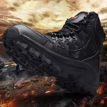 Мужские боевые ботинки большого размера с высоким берцем для пустыни. Мужские военные ботинки. Уличные походные ботинки. 39 чёрный