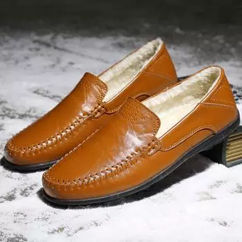 Мужские мокасины из черной кожи премиум-класса с теплой подкладкой — комфорт на осень-зиму для европейских мужчин | Большие размеры 44-47 38