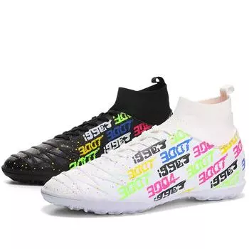 Мужские большие футбольные бутсы с высоким берцем, противоскользящие противоскользящие бутсы TPR, искусственный капитан, уличные молодежные футбольные бутсы 31 белый