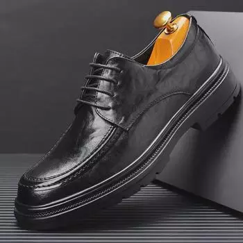 Мужские большие официальные кожаные туфли дерби - британский стиль, повседневные, со шнуровкой 43 коричневый