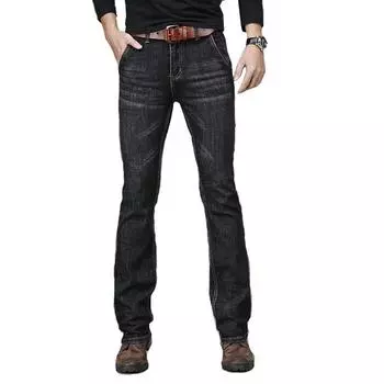 Мужские большие расклешенные джинсы, расклешенные мужские дизайнерские классические джинсы с высокой талией, свободные расклешенные джинсы с высокой талией 27 чёрный