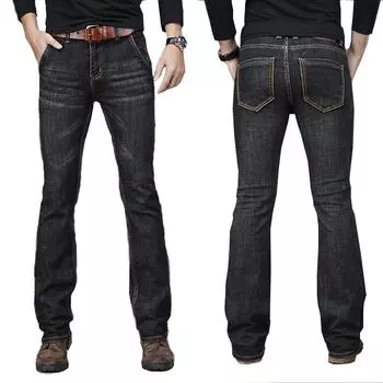 Мужские большие расклешенные джинсы, расклешенные мужские дизайнерские классические джинсы с высокой талией, свободные расклешенные джинсы с высокой талией 27 чёрный