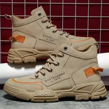 Мужские ботильоны 2025 г. Высокие кроссовки в британском стиле с нескользящей платформой, обувь для походов и пустыни, теннисные ботинки для мужчин 39