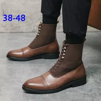 Мужские ботильоны-броги зеленые черные модные классические ретро короткие ботинки Brock мужские Zapatos Hombre D489 38 коричневый