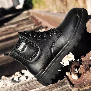 Мужские ботильоны из натуральной кожи, нескользящие ботинки с круглым носком на шнуровке, мужские повседневные кожаные мотоциклетные ботинки, модная дизайнерская обувь на плоской подошве 38