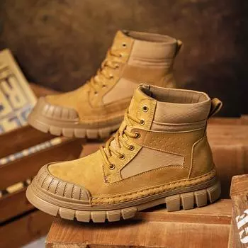 Мужские ботильоны из натуральной кожи в стиле ретро, рабочая обувь для активного отдыха, нескользящая мужская обувь 39