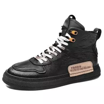 Мужские ботильоны, кожаные высокие мужские туфли, уличные повседневные кроссовки, модные мужские зимние плюшевые рабочие ботинки, сохраняющие тепло, меховые ботинки 39 бежевый