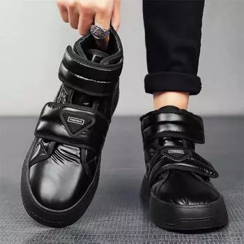 Мужские ботильоны, мужские водонепроницаемые высокие туфли на платформе, мужская обувь, повседневная черная обувь 39 чёрный