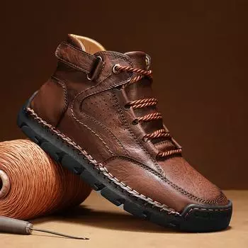 Мужские ботильоны, плюшевая обувь ручной работы, повседневная обувь, осень и зима, большие размеры 39-48 39 чёрный