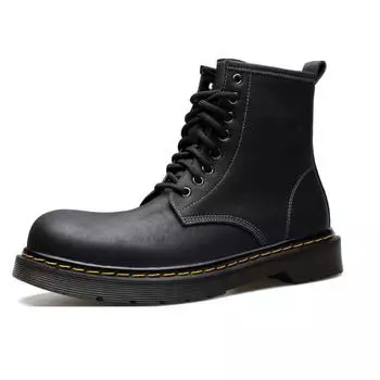 Мужские ботильоны, уличная обувь из натуральной кожи, осень-весна, нескользящая прогулочная мужская повседневная рабочая обувь на плоской подошве, модная обувь на платформе 38
