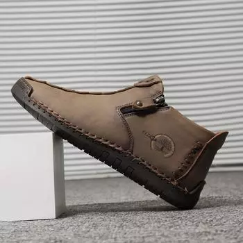 Мужские ботильоны в стиле ретро, повседневная мужская обувь большого размера ручной работы, размеры 38-48, обувь для вождения автомобиля для мужчин 38 коричневый