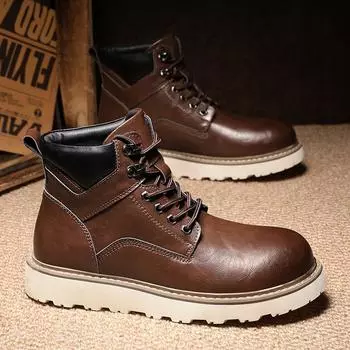 Мужские ботильоны, высокие зимние ботинки, короткие повседневные плюшевые туфли для активного отдыха 39 коричневый