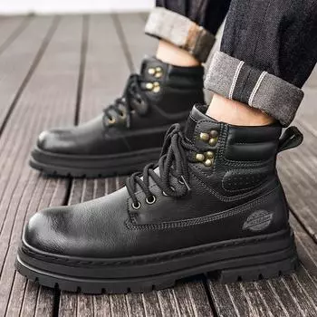 Мужские ботильоны, высокие зимние ботинки, повседневная обувь из мягкого материала для активного отдыха 39 чёрный