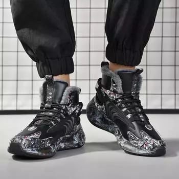 мужские ботинки 2024 года, новые зимние тапочки, теплые мужские туфли, водонепроницаемые нескользящие плюшевые кроссовки, мужские теннисные туфли, ботинки, мужские кроссовки, зимние 39