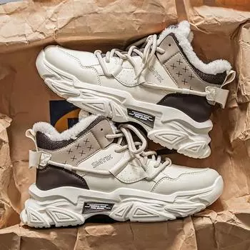 Мужские ботинки 2024 года, новые зимние тапочки, теплые мужские туфли, водонепроницаемые нескользящие плюшевые кроссовки, мужские теннисные туфли, ботинки, мужские кроссовки, зимние 39