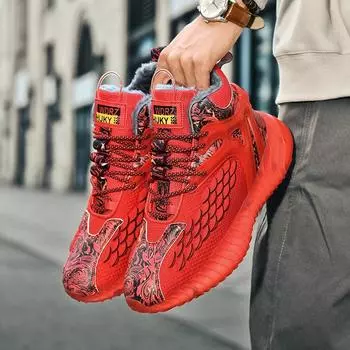 мужские ботинки 2024 года, новые зимние тапочки, теплые мужские туфли, водонепроницаемые нескользящие плюшевые кроссовки, мужские теннисные туфли, ботинки, мужские кроссовки, зимние 39