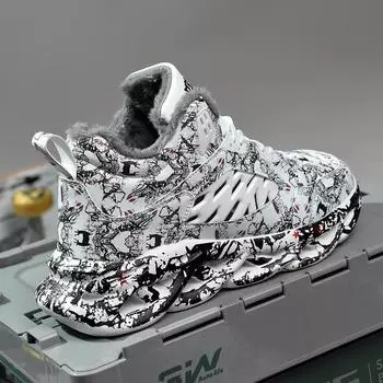 мужские ботинки 2024 года, новые зимние тапочки, теплые мужские туфли, водонепроницаемые нескользящие плюшевые кроссовки, мужские теннисные туфли, ботинки, мужские кроссовки, зимние 39