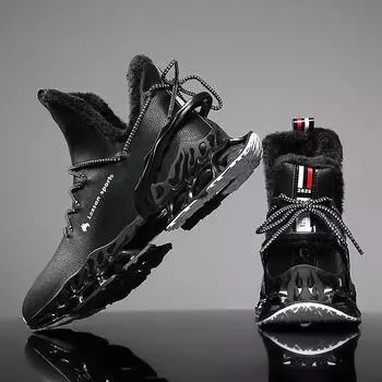 мужские ботинки 2024 года, новые зимние тапочки, теплые мужские туфли, водонепроницаемые нескользящие плюшевые кроссовки, мужские теннисные туфли, ботинки, мужские кроссовки, зимние 39