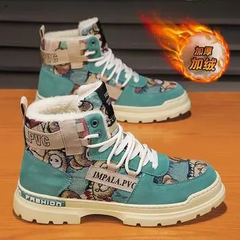 мужские ботинки 2024 года, новые зимние тапочки, теплые мужские туфли, водонепроницаемые нескользящие плюшевые кроссовки, мужские теннисные туфли, ботинки, мужские кроссовки, зимние 39