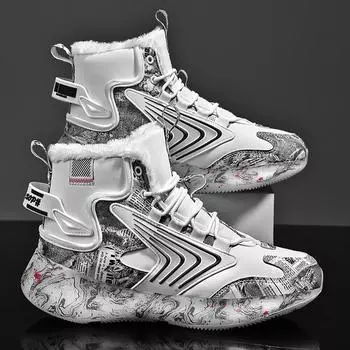 мужские ботинки 2024 года, новые зимние тапочки, теплые мужские туфли, водонепроницаемые нескользящие плюшевые кроссовки, мужские теннисные туфли, ботинки, мужские кроссовки, зимние 39