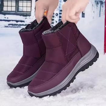 Мужские ботинки 2024 Зимняя обувь для мужчин Теплые зимние ботинки до середины голени Мужские теплые ботинки Толстые плюшевые зимние ботинки для женщин Хлопок 35 чёрный